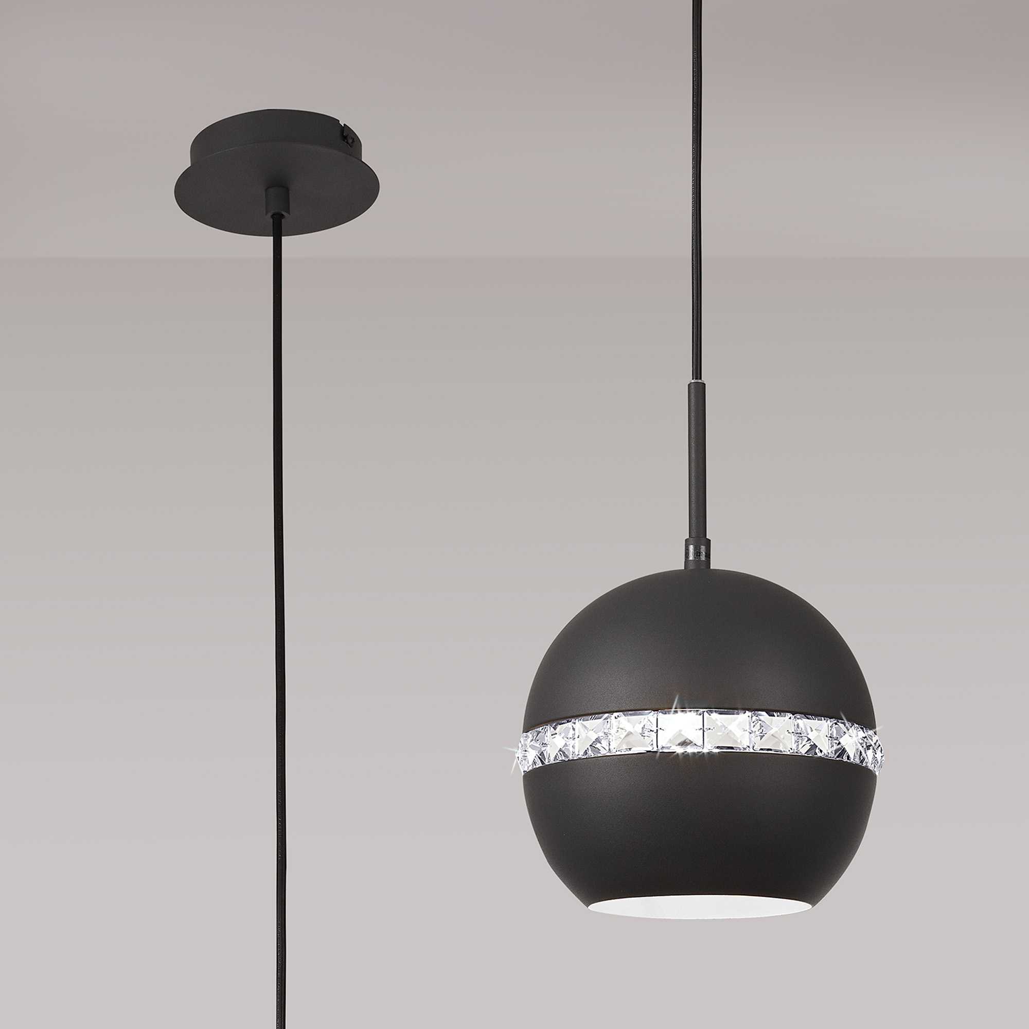 Andrea Graphite Crystal Ceiling Lights Diyas Single Crystal Pendants Andrea Graphite Crystal Ceiling Lights Diyas Single Crystal Pendants